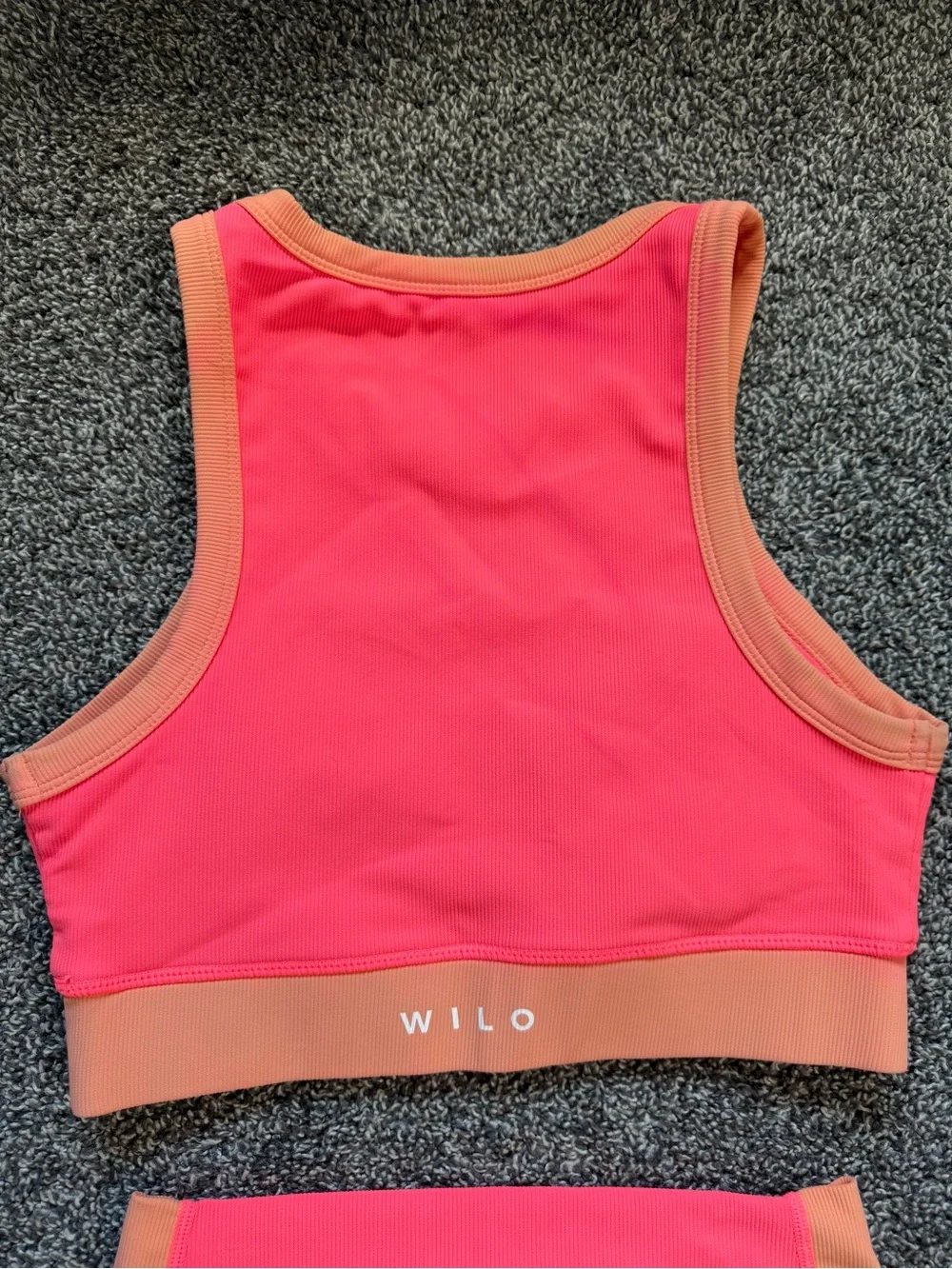 Wilo The Label Ribbed Sports Bra Leggings Set Pink Peach Size Small